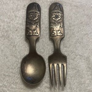 Vintage Fairfield Silverplate Clown Spoon and Fork Set